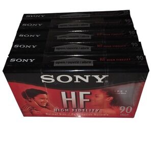 Sony HF High Fidelity 90 Minute‎ Blank Audio Cassette Tapes Lot of 5 Sealed